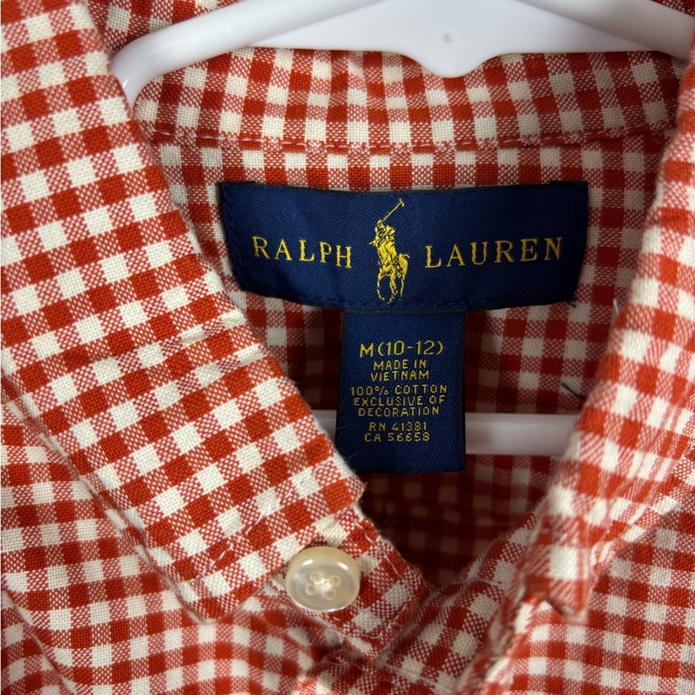 Ralph Lauren Button Down Shirt Boys Size M 10-12
Long Sleeve Brick Red Gingham - Picture 4 of 5